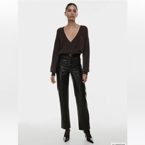 Aritzia Wilfred Melina high rise vegan leather pants